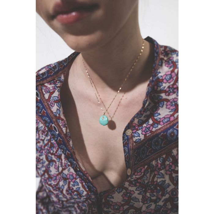 Pascale Monvoisin Arles Collier en or turquoise et diamant.   
