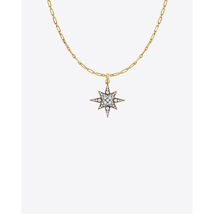 Pendentif étoile en or 9 carats et saphirs blancs Feidt Paris.  