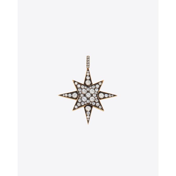 Pendentif Feidt Paris Etoile en or 9 carats et saphirs blancs.