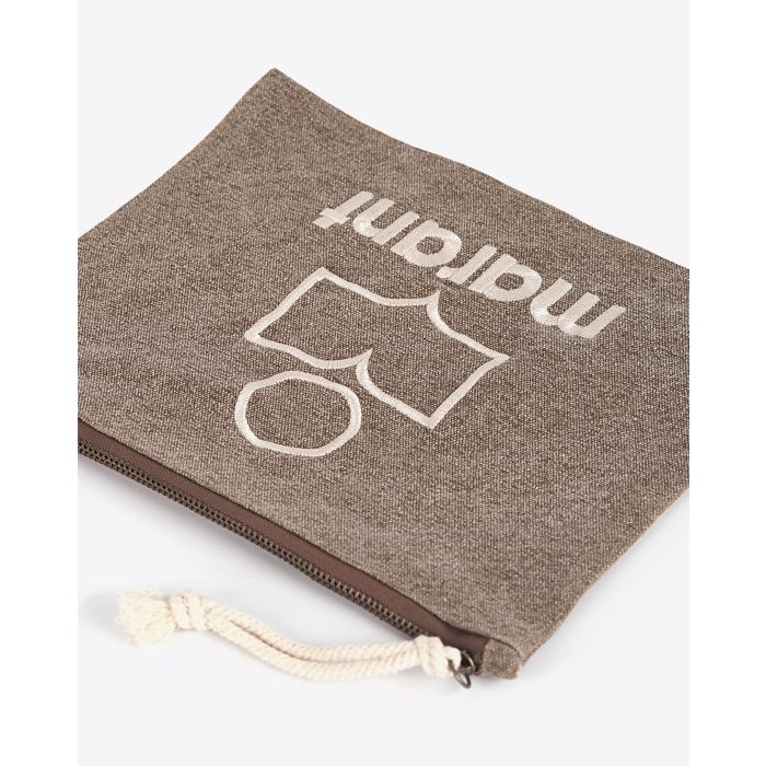 Pochette Netia avec logo Isabel Marant en coton kaki. 
