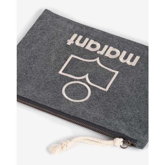 Pochette Netia avec logo Isabel Marant en coton noir délavé.