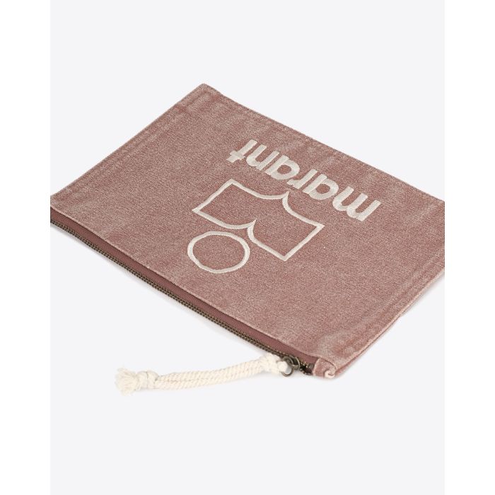 Pochette Netia Isabel Marant en coton Rust clair logo brodé "Marant". Détail du logo brodé écru. 
