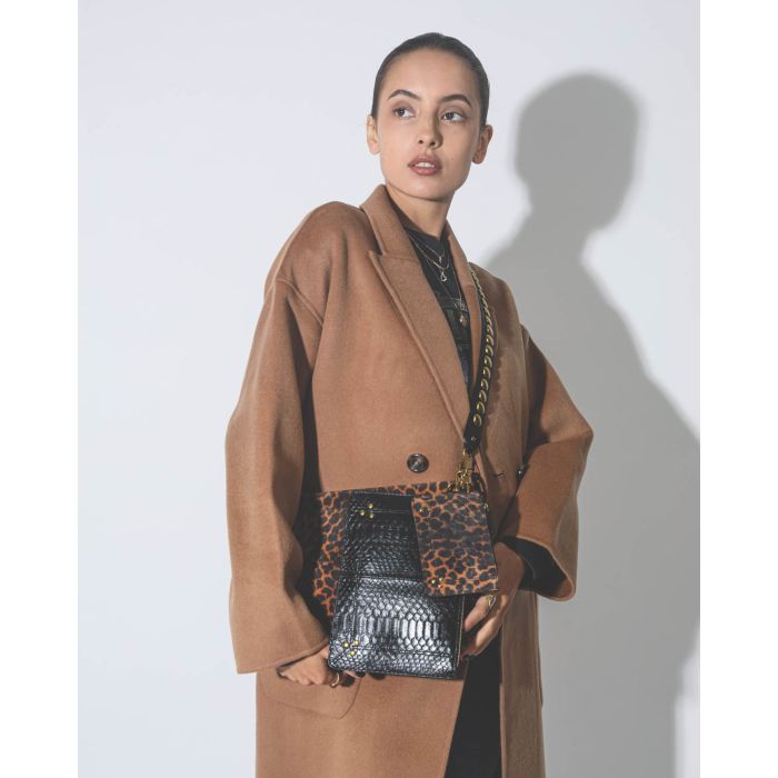 Jérôme Dreyfuss Pochette Popoche XS – Cuir Suédé Léopard Chamois