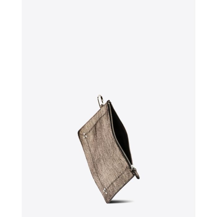 Jérôme Dreyfuss Pochette Popoche M – Cuir Lamé Champagne