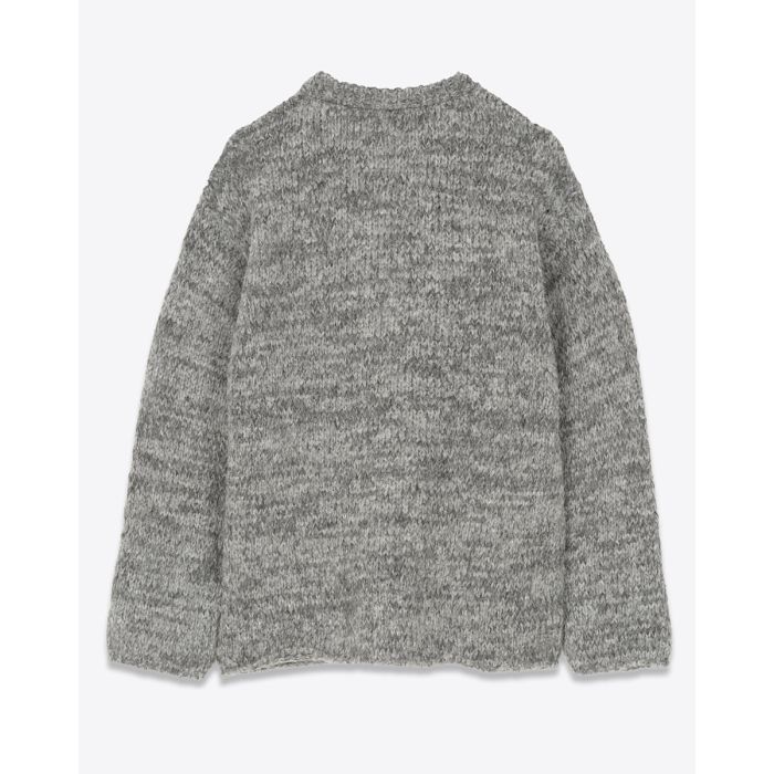 Pull encolure ronde Thibault Van Der Straete en alpaga gris chiné. Vue de dos.