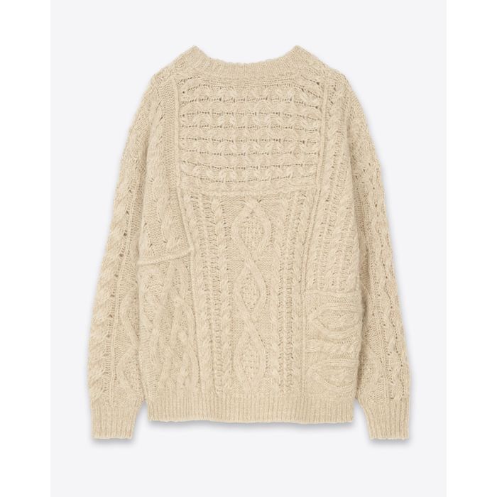 Pull Deotille Isabel Marant Etoile en maille torsadée beige. Vue de dos.