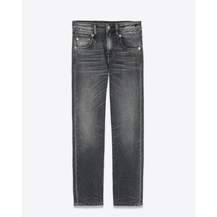 Jean taille basse skinny gris délavé Boy Straight Vintage Grey R13 Denim. Face.