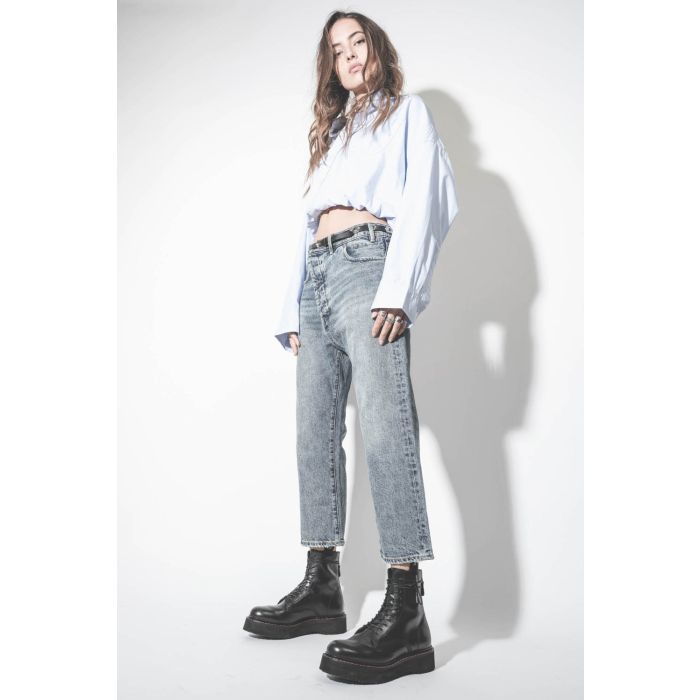 Jean baggy fermeture croisée bleu délavé Exene délavage Barter Indigo R13. 