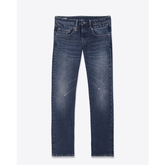 Jean taille basse Boy Straight délavage bleu Winnett Selvedge blue R13 denim. 