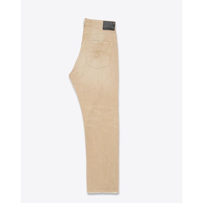 Jean Crossover R13 en toile beige Faded Wheat. Profil.