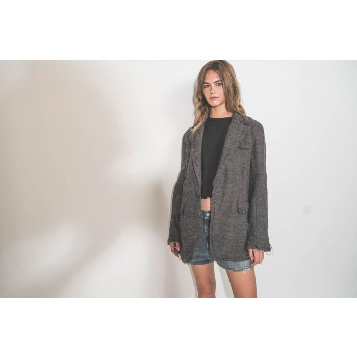 Veste Frayed Edge Ragged Blazer Dark Grey Plaid R13.