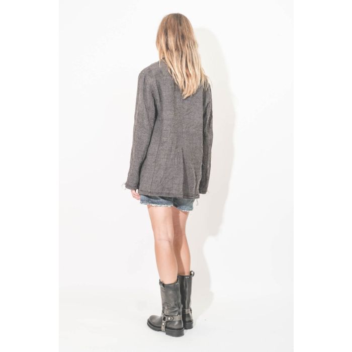 Veste Frayed Edge Ragged Blazer Dark Grey Plaid R13. Portée de dos.