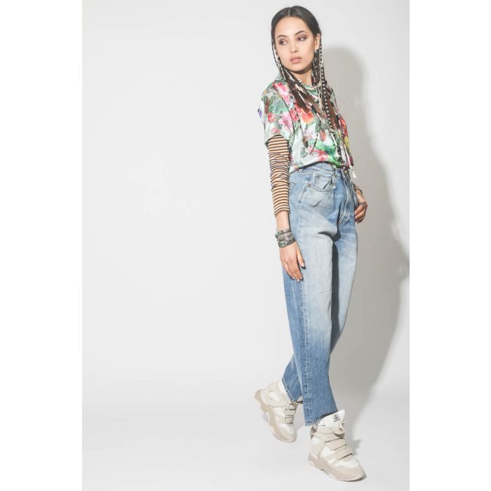 R13 Fold Over Jean - Irving Blue