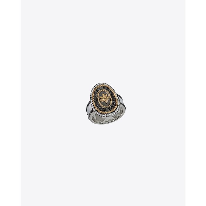 Bague High Life en or jaune argent noirci et diamants blancs Vanessa De Jaegher
