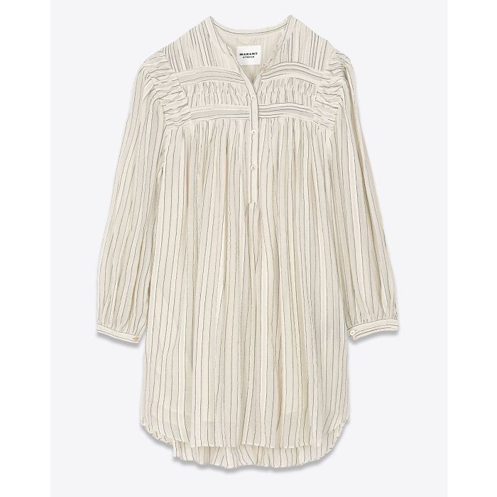 Isabel Marant Etoile Robe Leozi Ecru à rayures. Face sans la ceinture.
