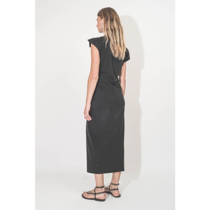 Sandales Deltapyr en cuir noir avec clous K.Jacques St-Tropez. Portées de dos.