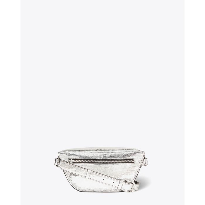 Sac banane Lino Jérôme Dreyfuss en cuir de chèvre lamé dégradé noir. Dos.