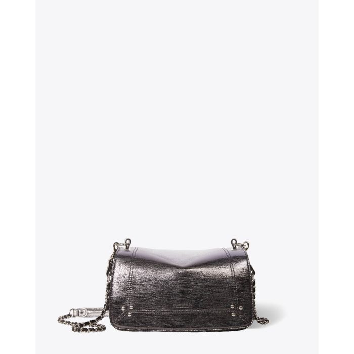 Sac bandoulière Bobi en chèvre lamé dégradé noir Jérôme Dreyfuss. 