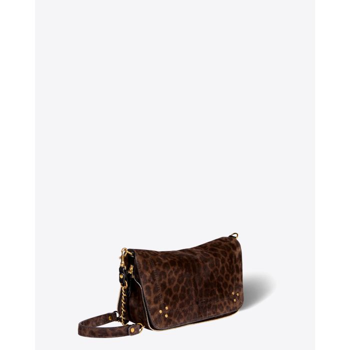 Jérôme Dreyfuss Sac Bobi S Croûte Velours Léopard Kaki. Profil.