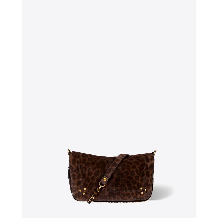 Jérôme Dreyfuss Sac Bobi S Croûte Velours Léopard Kaki. Face.
