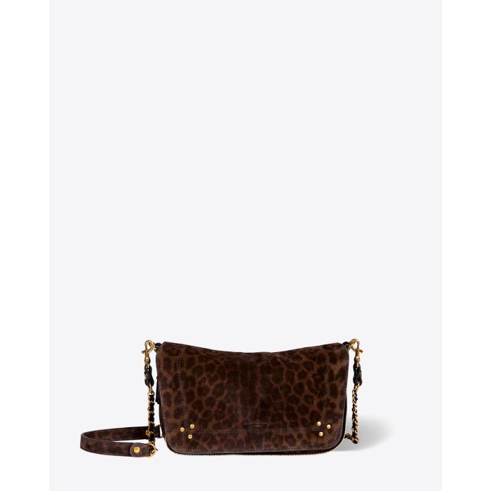 Jérôme Dreyfuss Sac Bobi S Croûte Velours Léopard Kaki.