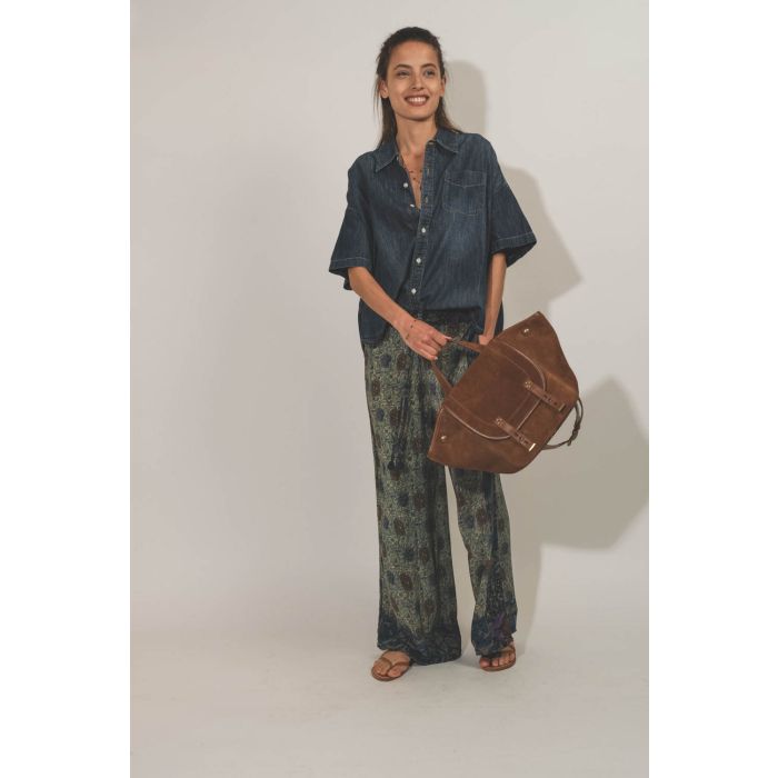 Jérôme Dreyfuss Sac Stan Panier M – Cuir Suédé Tabac