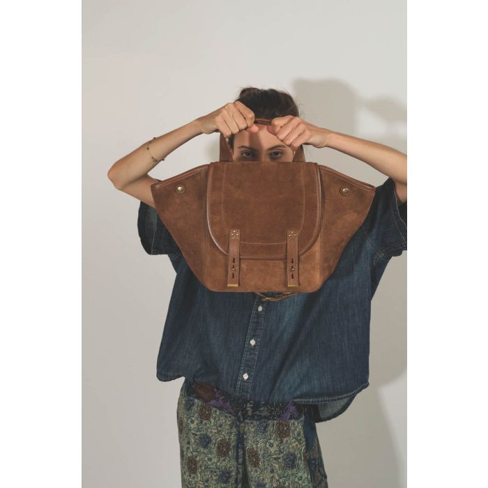 Jérôme Dreyfuss Sac Stan Panier M – Cuir Suédé Tabac