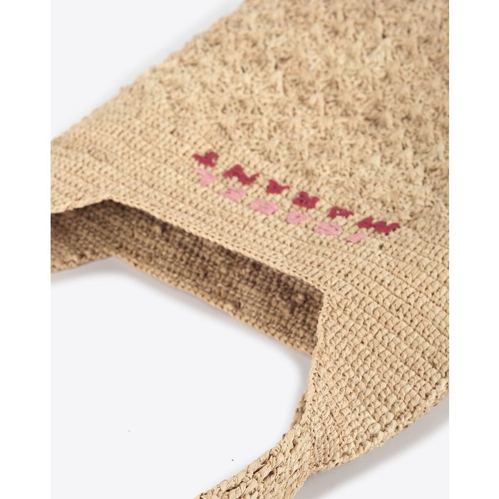 Sac Praia Isabel Marant en raphia naturel avec logo rose. 