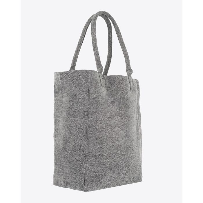 Cabas Yenky Isabel Marant en toile délavée anthracite logo "MARANT" brodé blanc. Porté main ou épaule. Arrière du cabas uni.