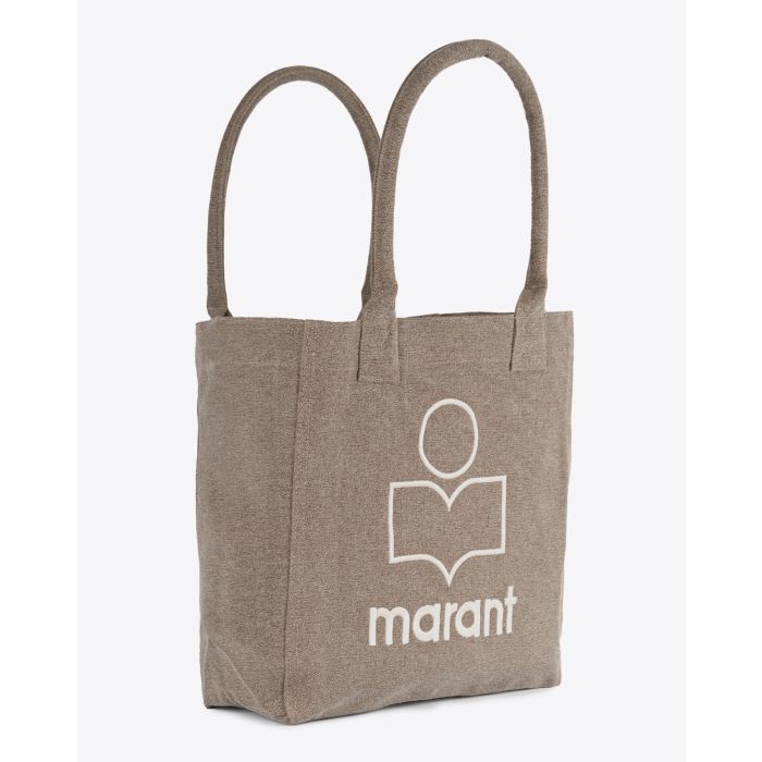 Petit sac cabas Yenky Isabel Marant en coton kaki. Vue face. 