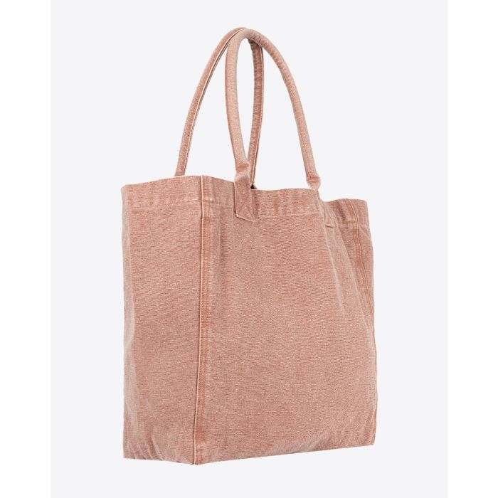 Sac cabas Yenky Isabel Marant en toile délavé rust logo "MARANT" brodé blanc. Porté main ou épaule. Arrière du cabas uni. 