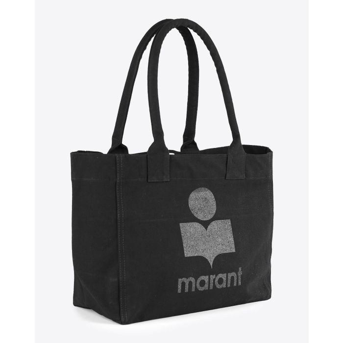 Sac Cabas avec zip Yenky Isabel Marant en coton noir logo à paillettes. 