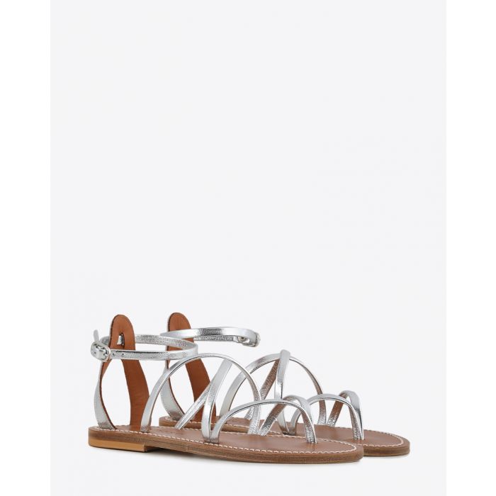 Sandales en cuir argent Epicure K.Jacques St Tropez. Face.