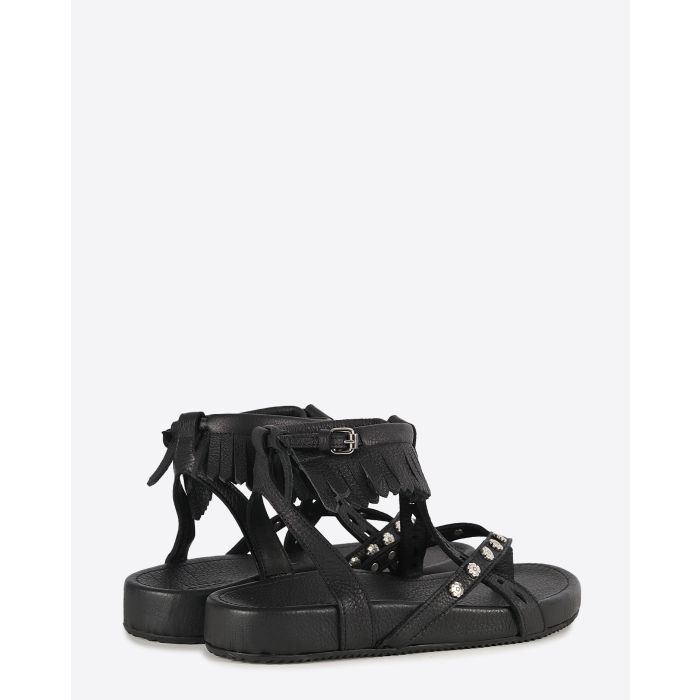 Sandales Sylia Isabel Marant en cuir noir. Vue dos. 
