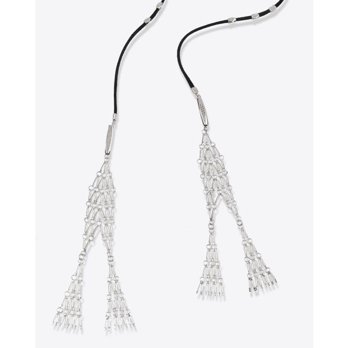 Collier Sautoir Isabel Marant noir et argenté. 
