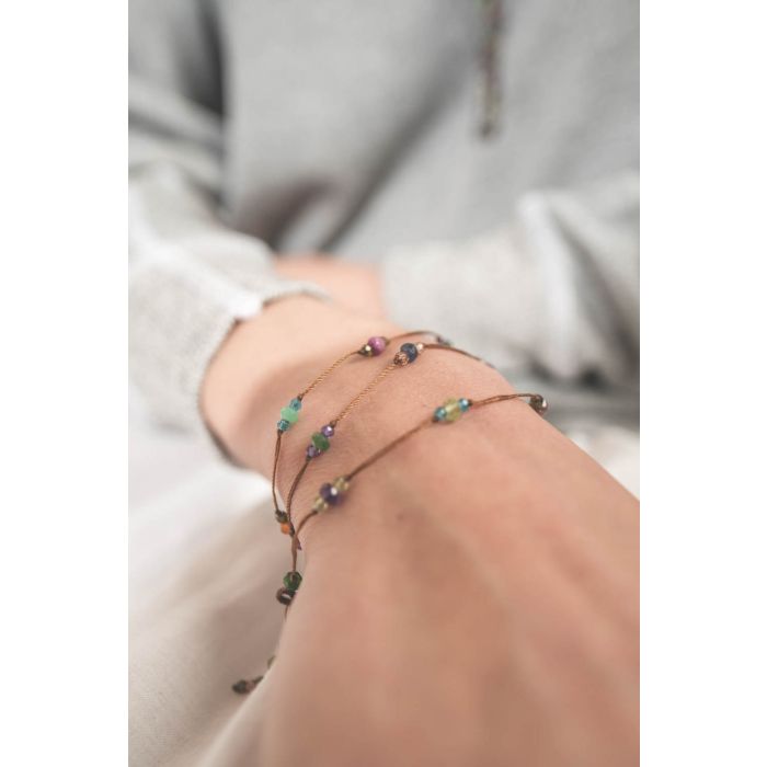 Bracelet 3 tours Loopy Fairy Cornaline Sharing. A porter en bracelet ou collier ras du cou.