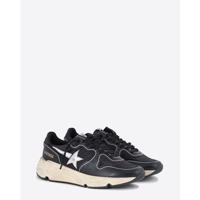 Sneakers Running Sole Golden Goose en cuir Noir Argent.