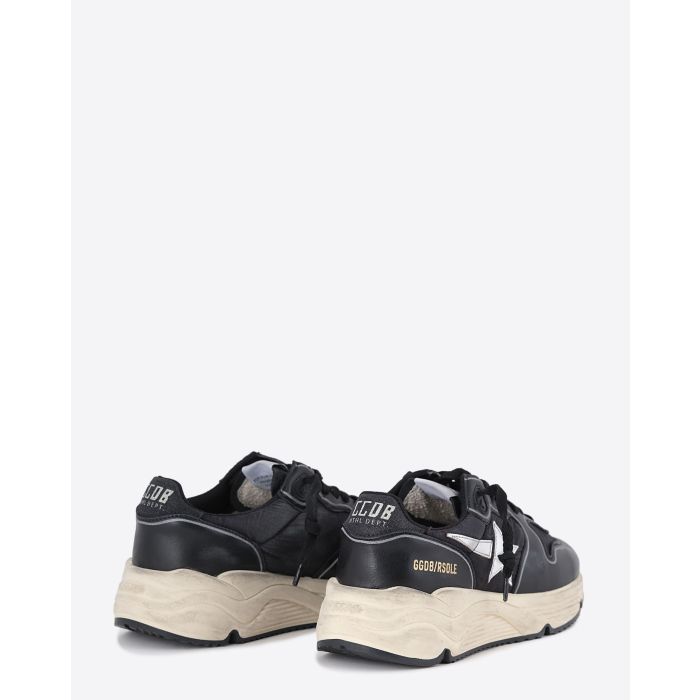 Sneakers Running Sole Golden Goose en cuir Noir Argent.