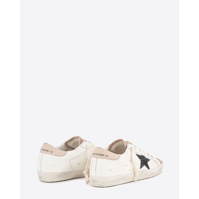 Sneakers Superstar Golden Goose en cuir Milk Rose Bleu. Vue dos. 