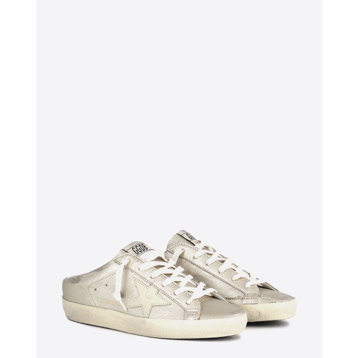 Sneakers Sabot Superstar Golden Goose platinium. Vue face. 