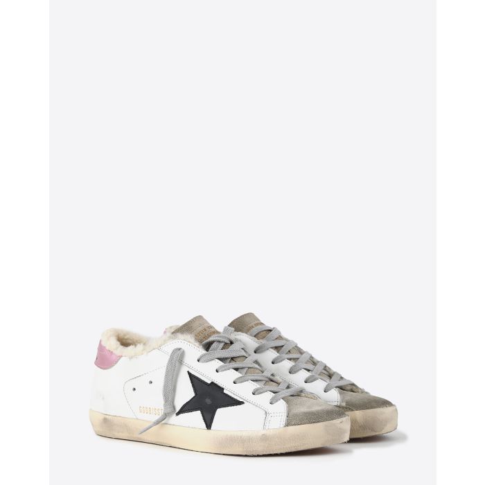 Golden Goose Woman Collection Super-Star – White Black Pink Shearling 11165