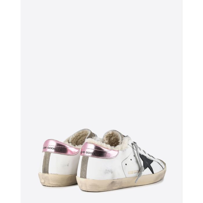 Golden Goose Woman Collection Super-Star – White Black Pink Shearling 11165