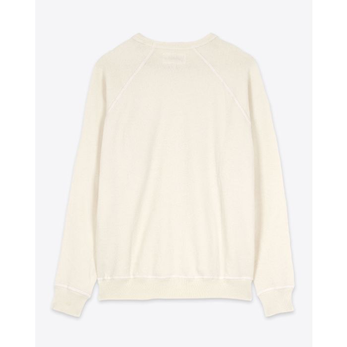 Sweatshirt manches longues College The Great en coton écru. Vue dos. 