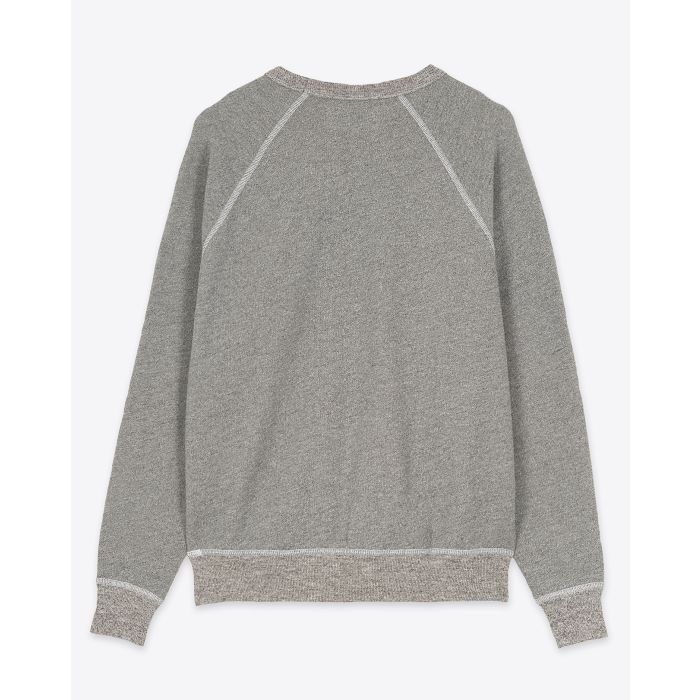 Sweatshirt manches longues College The Great en coton gris. Vue dos. 
