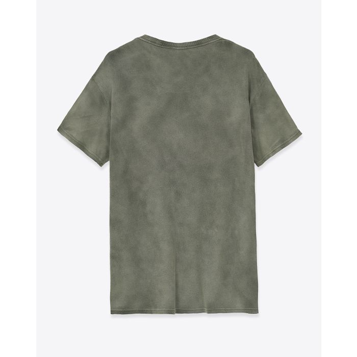 Tee-shirt manches courtes sérigraphie noire devant "C'est la fucking vie" en coton et cachemire kaki R13. Dos.