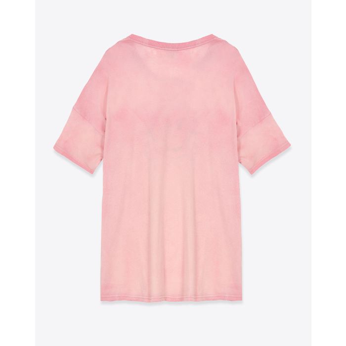 Tee-shirt manches courtes Have A Nice Day R13 en coton et cachemire rose.