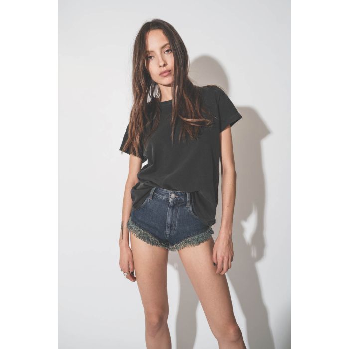 The Great Tee-Shirt Boxy Crew Noir Delavé