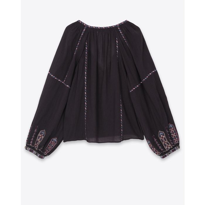 Top manches longues Fernanda Isabel Marant Etoile en coton bleu nuit. Vue dos. 