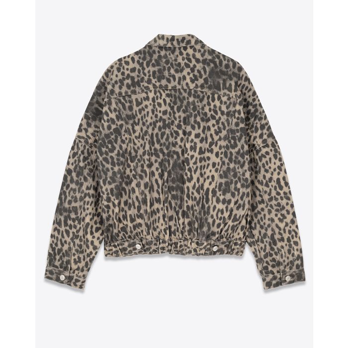 Veste en jean Mikuta imprimée léopard. Vue dos. 