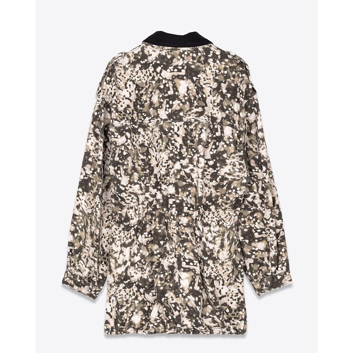 Veste saharienne en toile imprimé camouflage écru kaki Joanna Isabel Marant Etoile. Dos.